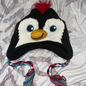 Boys/Girls Winter Fun Hat pinguin Trapper Beanie Hat Fun hat black and white
